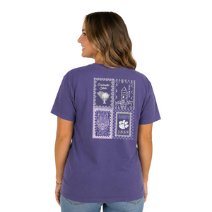 Clemson Comfort Colors Pattern Campus Squares Tee - PURPLE
