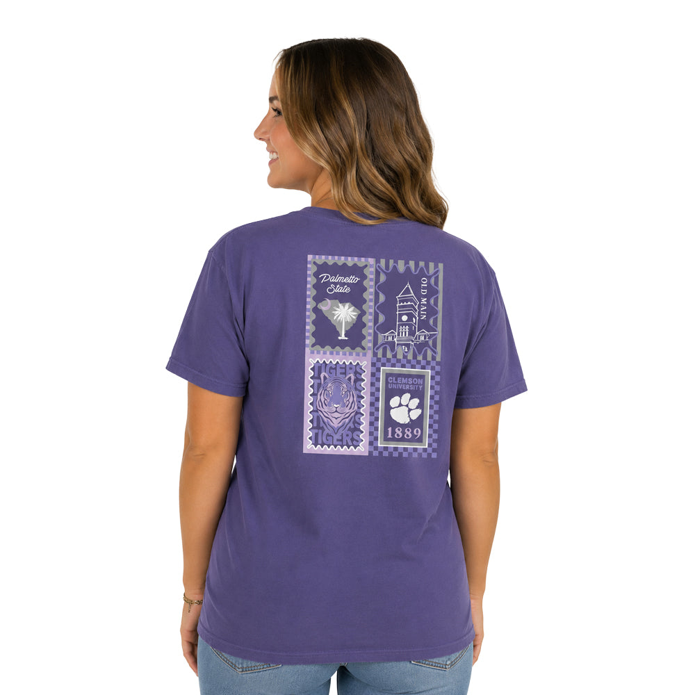 Clemson Comfort Colors Pattern Campus Squares Tee