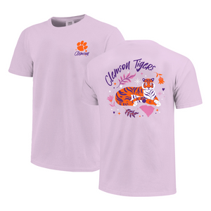 Clemson Comfort Colors Plants & Stars Tiger Tee - LT PURPLE