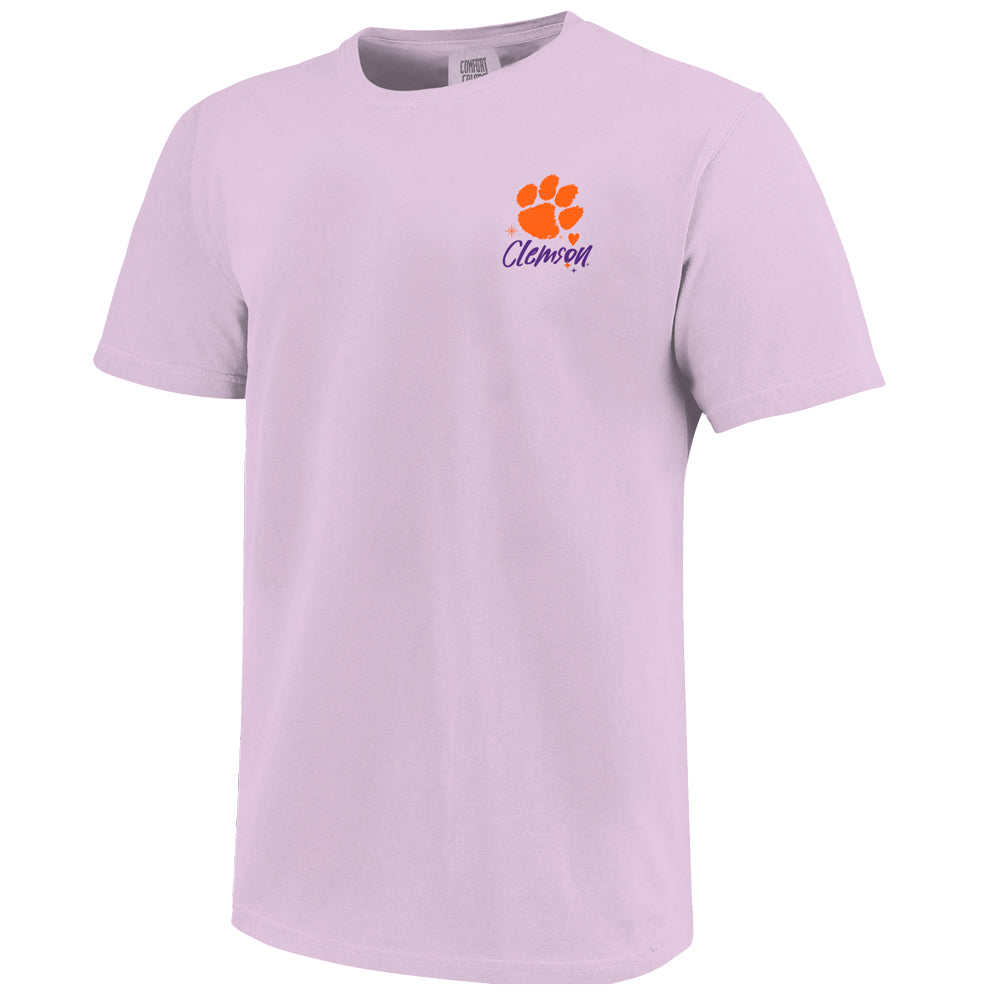Clemson Comfort Colors Plants & Stars Tiger Tee - LT PURPLE