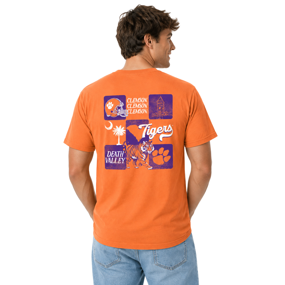 Clemson Comfort Colors School Blocks Tee - ORANGE