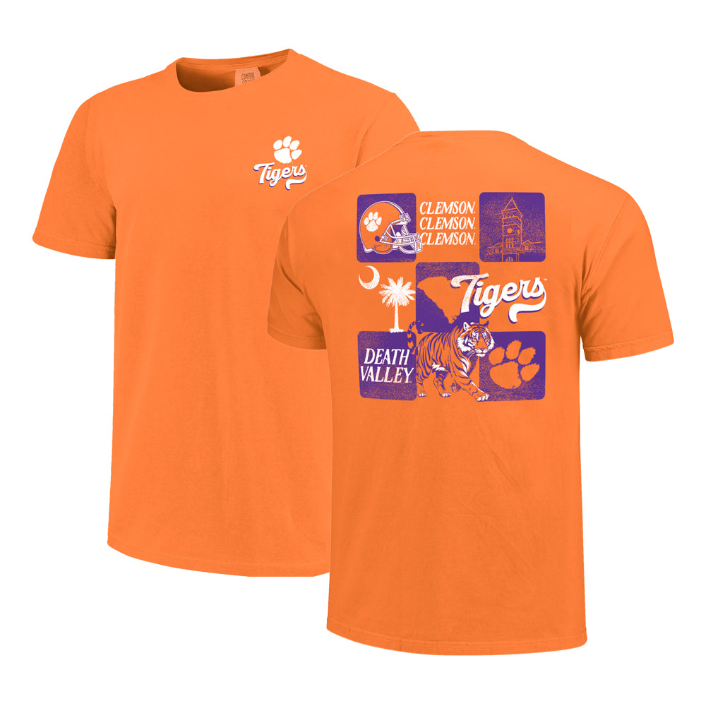 Clemson Comfort Colors School Blocks Tee - ORANGE
