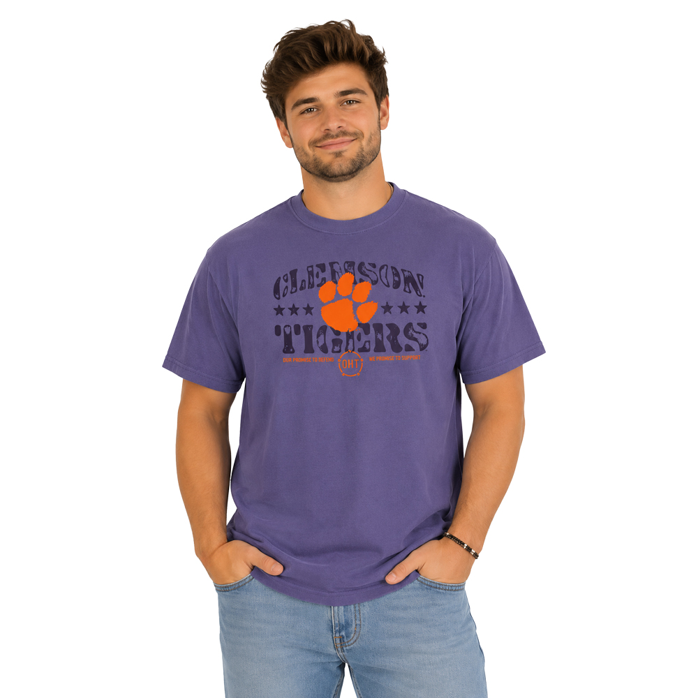 Clemson Comfort Colors Simple Stamped OHT Tee - PURPLE