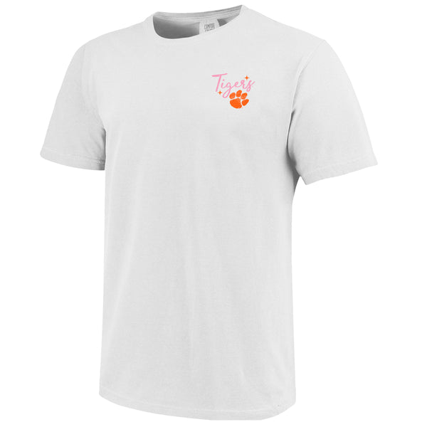 Clemson Comfort Colors Sketchy Football Script Tee - WHITE