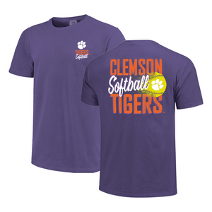 Clemson Comfort Colors Softball Destroy Tee - PURPLE