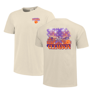 Clemson Comfort Colors Stadium Fireworks Tee - IVORY