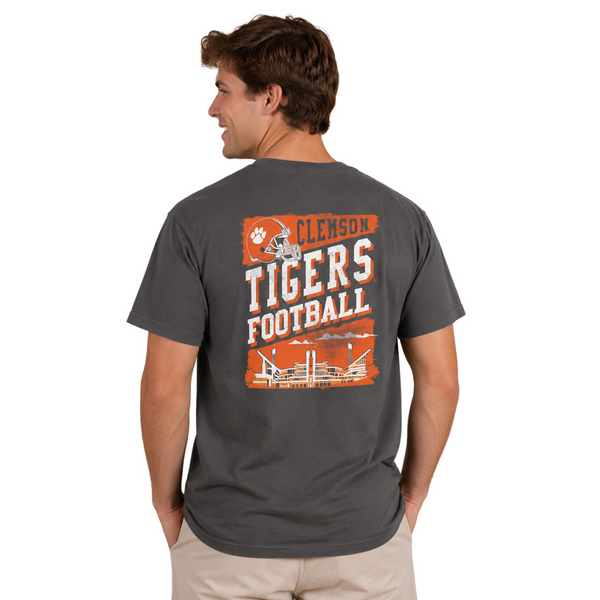Clemson Comfort Colors Stadium Slant Tee - DK GREY