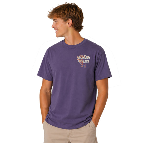 Clemson Comfort Colors Standing Tiger Circle Tee - PURPLE