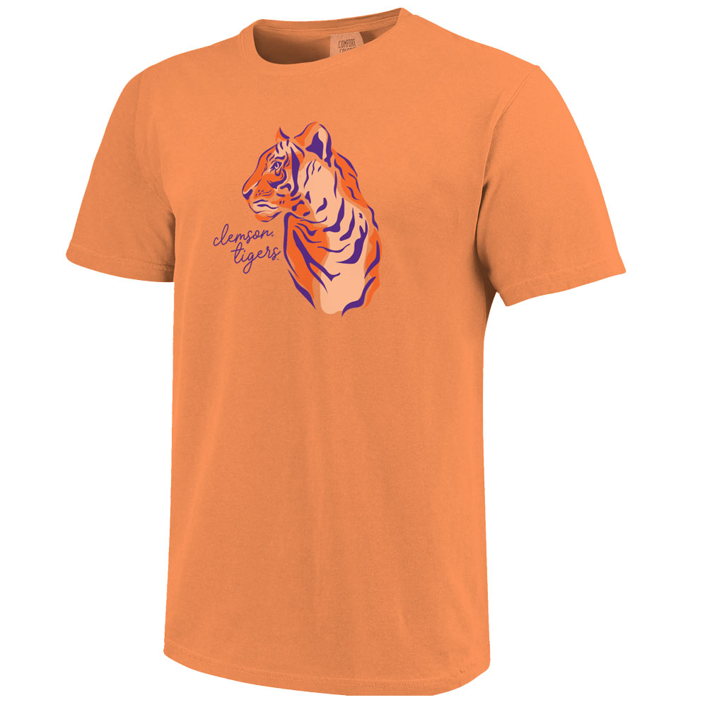 Clemson Comfort Colors Stately Tiger Tee - LT ORANGE