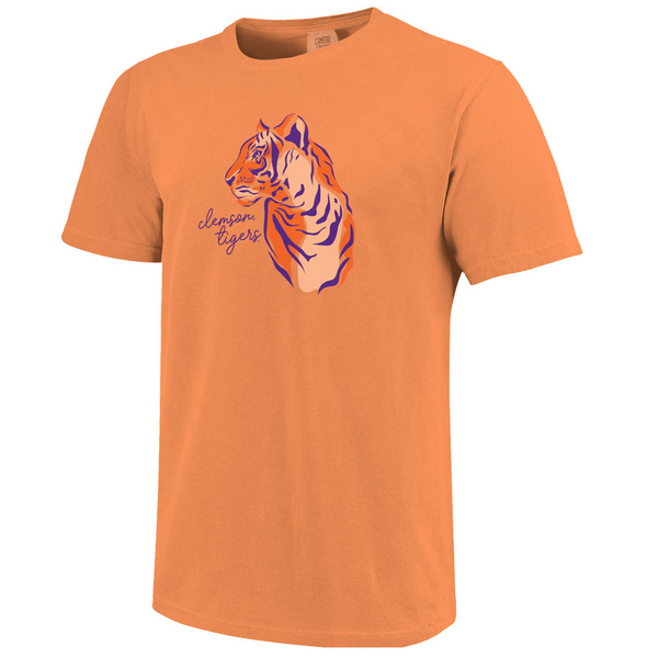 Clemson Comfort Colors Stately Tiger Tee - LT ORANGE