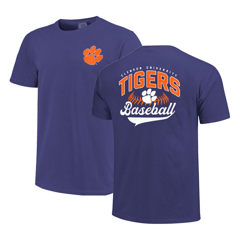 Clemson Comfort Colors Stitched Baseball Tee  - PURPLE