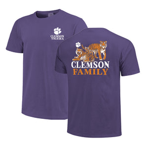 Clemson Comfort Colors Tiger Family Tee - PURPLE