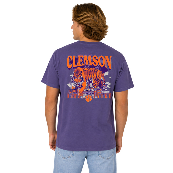 Clemson Comfort Colors Tiger Stadium Tee - PURPLE