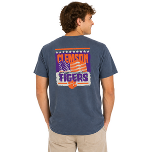 Clemson Comfort Colors Tonal Flag Tee - DENIM
