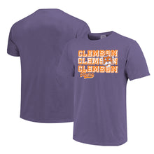 Clemson Comfort Colors Vault Block Overlay Tee - PURPLE