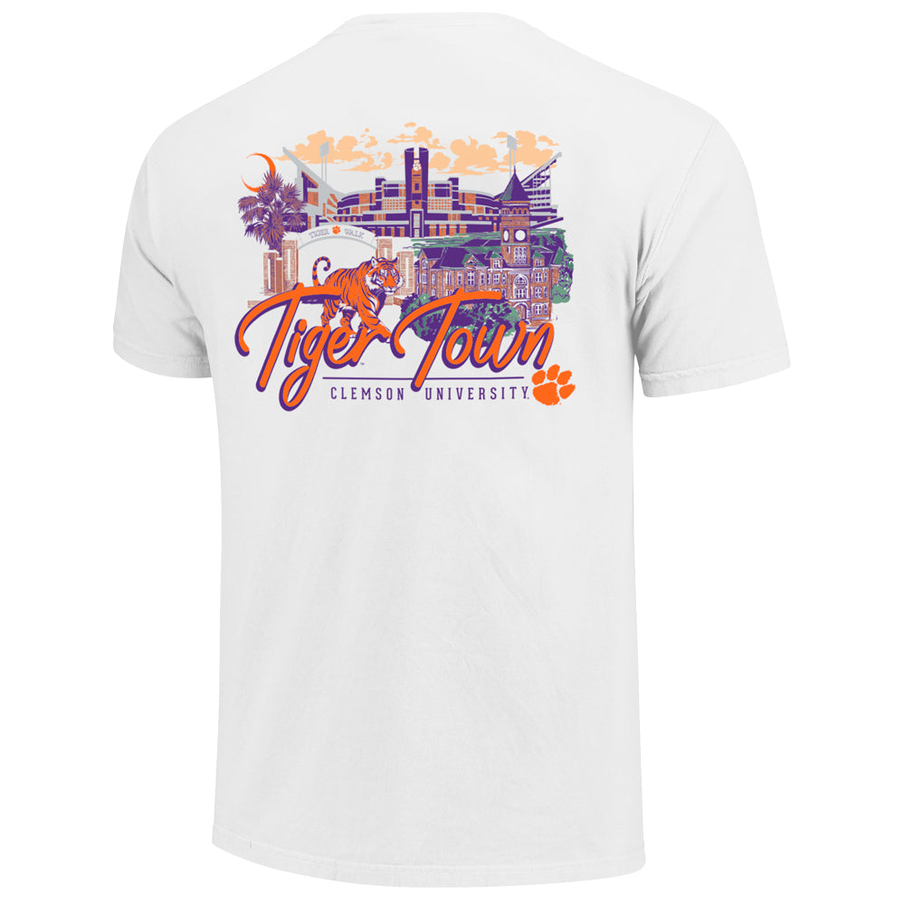 Clemson Comfort Colors White Tiger Stadium Tee - WHITE