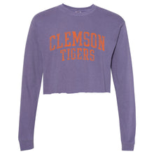 Clemson Comfort Colors Women's Distressed Long Sleeve Crop Tee 
