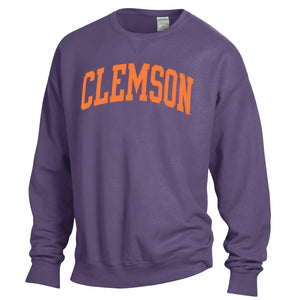 Clemson Comfort Wash Arch Crewneck - PURPLE