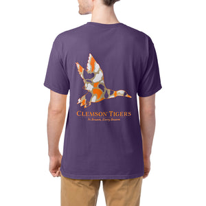 Clemson Comfort Wash Camo Duck Tee - PURPLE
