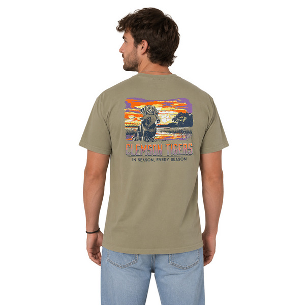 Clemson Comfort Wash Dog with Duck Tee - KHAKI