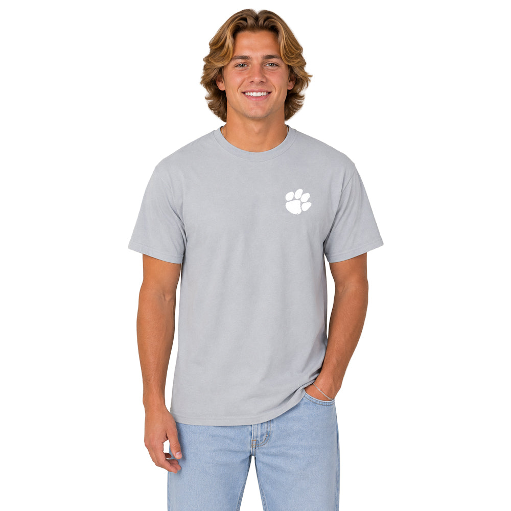 Clemson Comfort Wash Firework Palmetto Tee - LT GREY