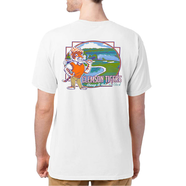 Clemson Comfort Wash Hole In One Tee - WHITE