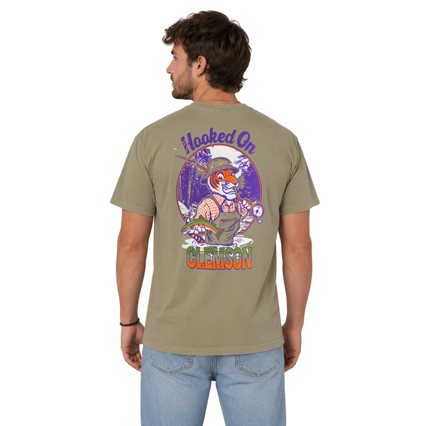Clemson Comfort Wash Hooked On Clemson Tee - OLIVE