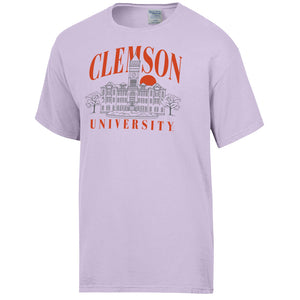 Clemson Comfort Wash Old Main Tee - LT PURPLE