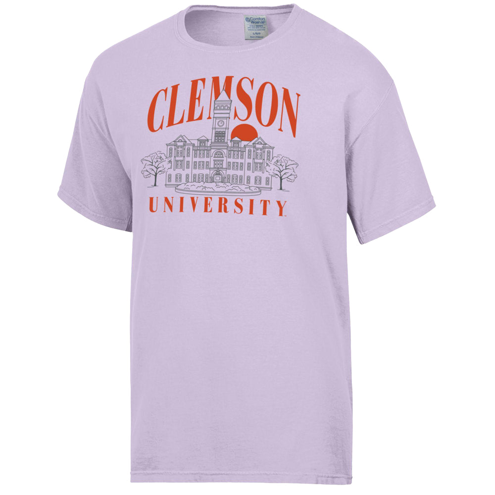Clemson Comfort Wash Old Main Tee - LT PURPLE