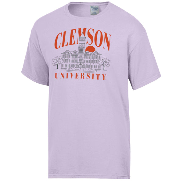 Clemson Comfort Wash Old Main Tee - LT PURPLE