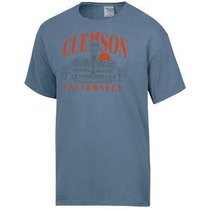 Clemson Comfort Wash Old Main Tee - DENIM