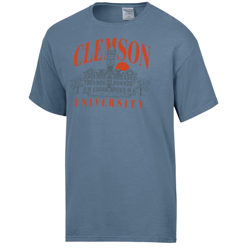 Clemson Comfort Wash Old Main Tee - DENIM