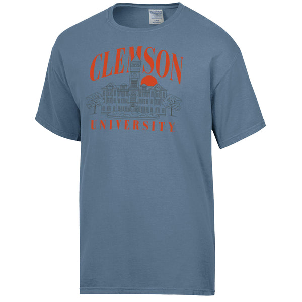 Clemson Comfort Wash Old Main Tee - DENIM