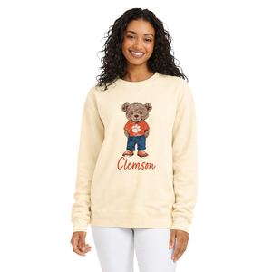 Clemson Comfort Wash Teddy Bear Crewneck - IVORY