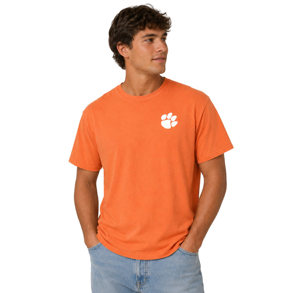 Clemson Comfort Wash Tiger Flags Tee  - LT ORANGE