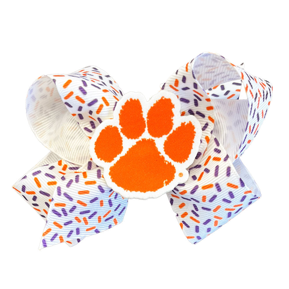 Clemson Confetti Print Bow 