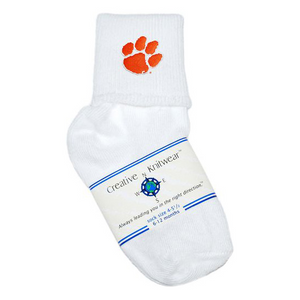 Clemson Cotton Applique Socks - WHITE