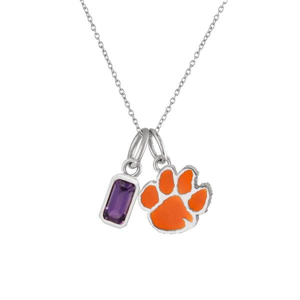 Clemson Crystal Paw Necklace