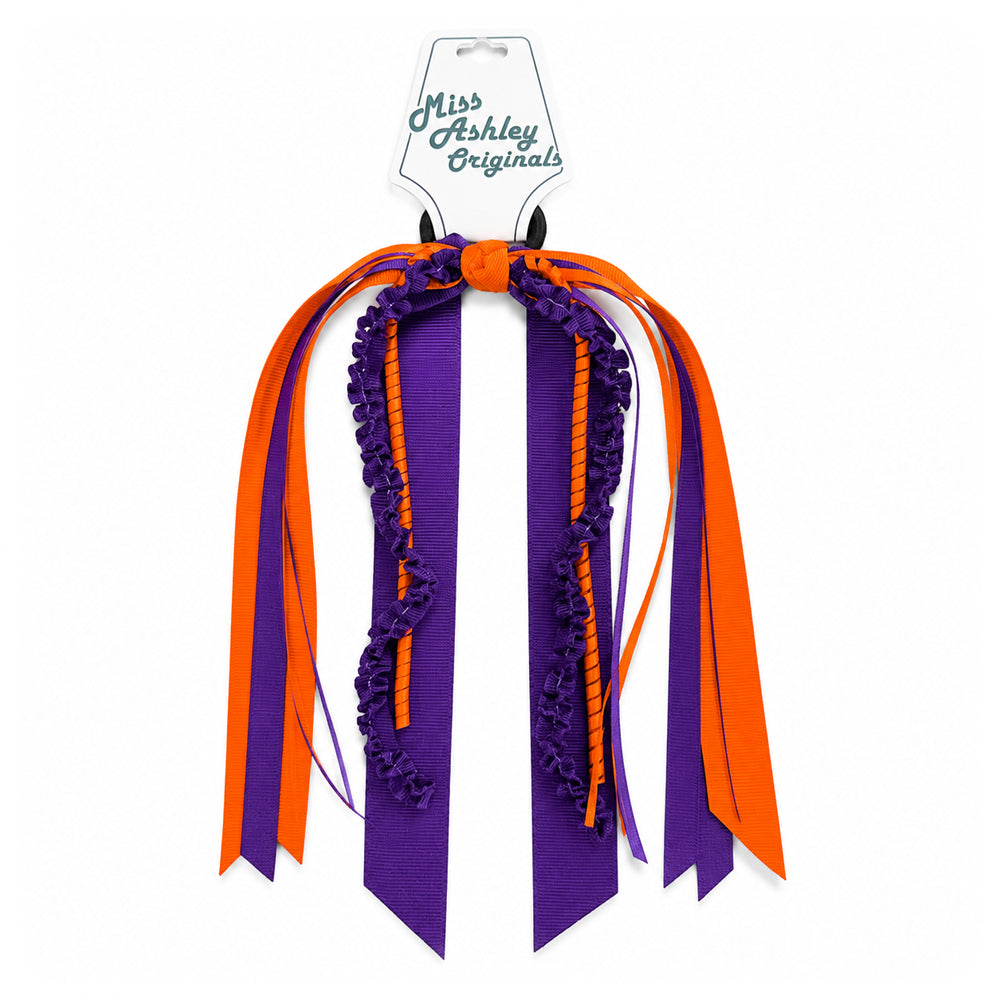 Clemson Curly Streamer Ponytail Bow