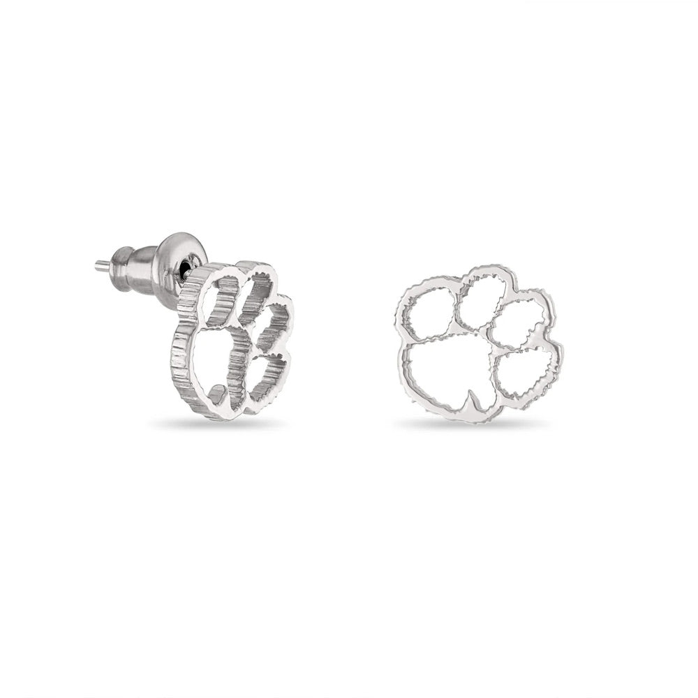 Clemson Cutout Paw Stud Earrings