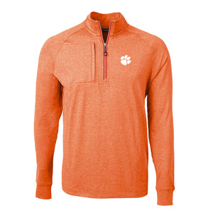 Clemson Cutter & Buck Adapt Eco Heathered 1/4 Zip  - ORANGE