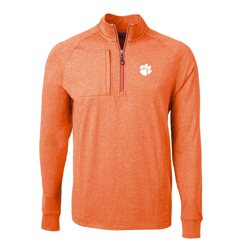 Clemson Cutter & Buck Adapt Eco Heathered 1/4 Zip  - ORANGE