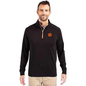 Clemson Cutter & Buck Adapt Paw Quarter-Zip - BLACK