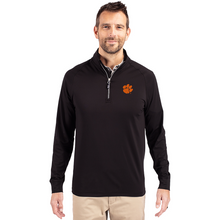 Clemson Cutter & Buck Adapt Paw Quarter-Zip - BLACK