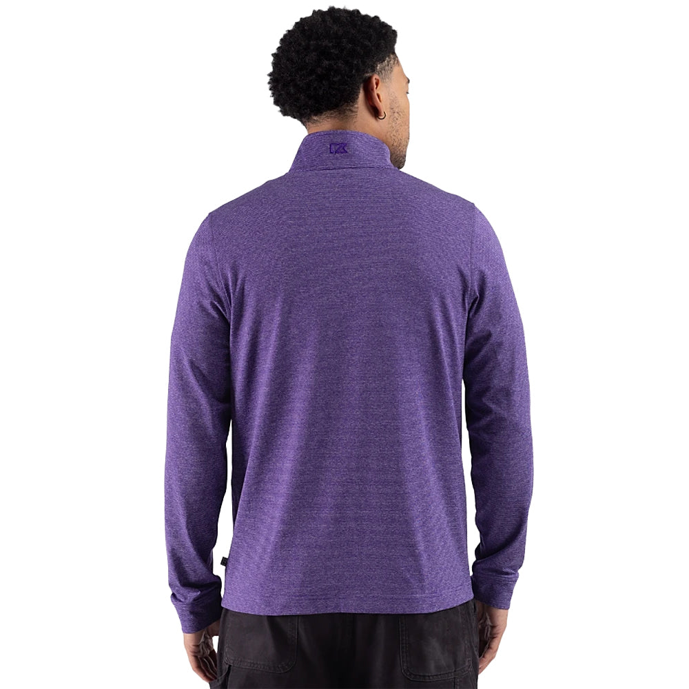 Clemson Cutter & Buck Adapt Striped Quarter-Zip - PURPLE