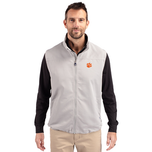 Clemson Cutter & Buck Charter Full-Zip Vest - LT GREY