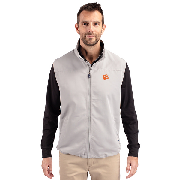 Clemson Cutter & Buck Charter Full-Zip Vest - LT GREY