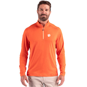 Clemson Cutter & Buck Coastline Epic Comfort Quarter Zip - ORANGE