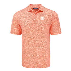 Clemson Cutter & Buck Eco Flora Print Polo - ORANGE