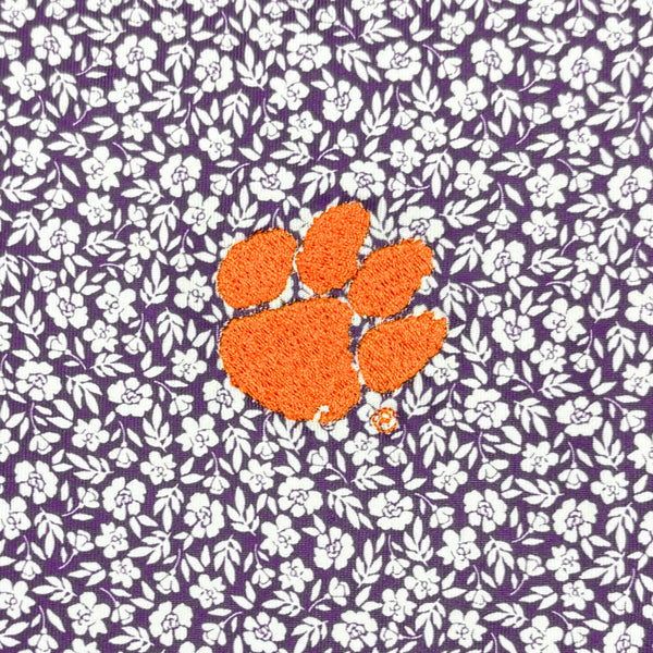 Clemson Cutter & Buck Eco Flora Print Polo - PURPLE